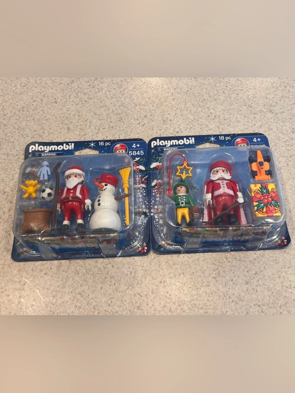 Playmobil Christmas Holiday Sets Lot 5846 & 5845 Santa Elf Snowman stocking gift